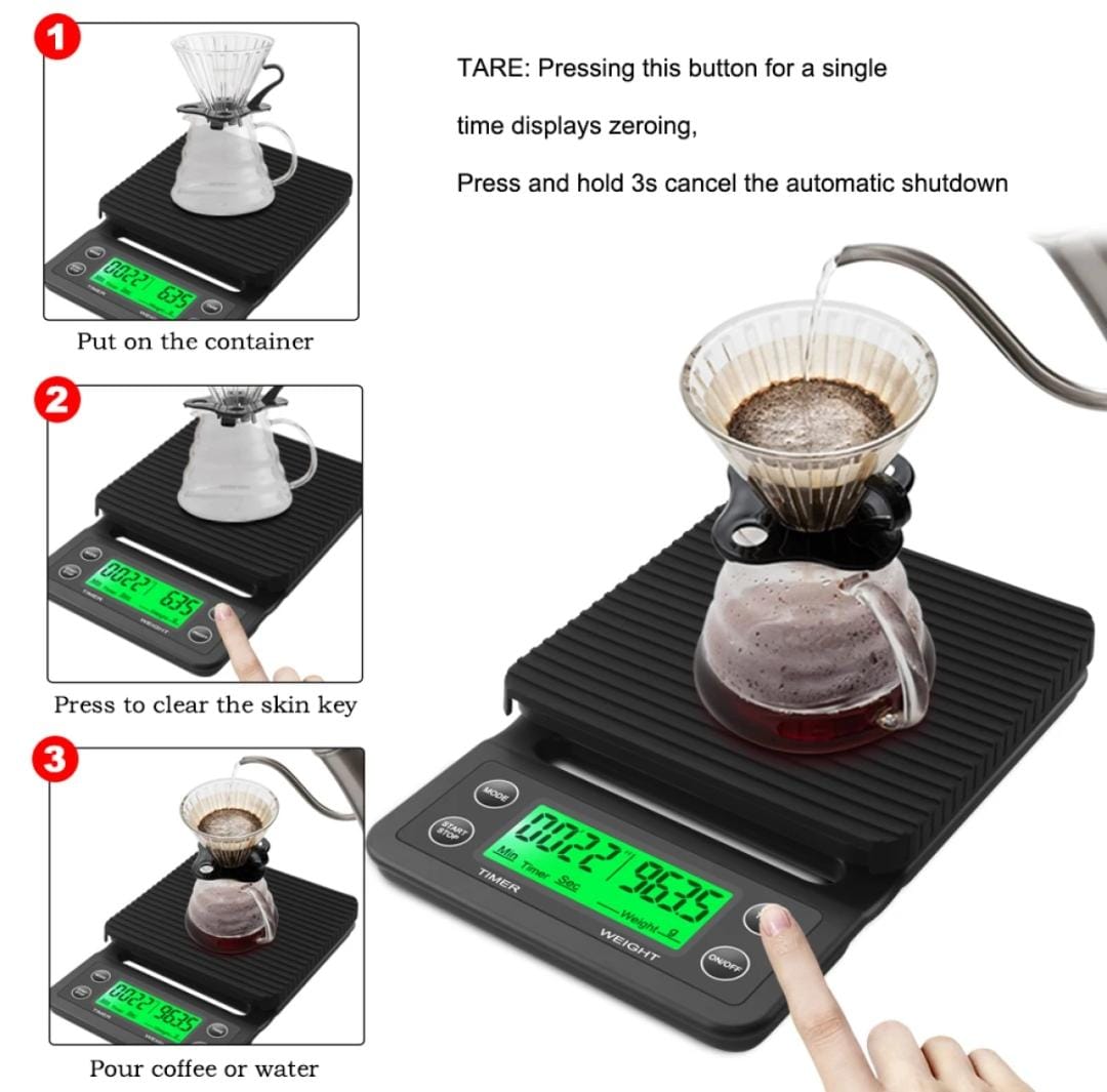 High Precision Coffee Scale with timer for Drip Coffee 0.1 gms to 3 Kgs.