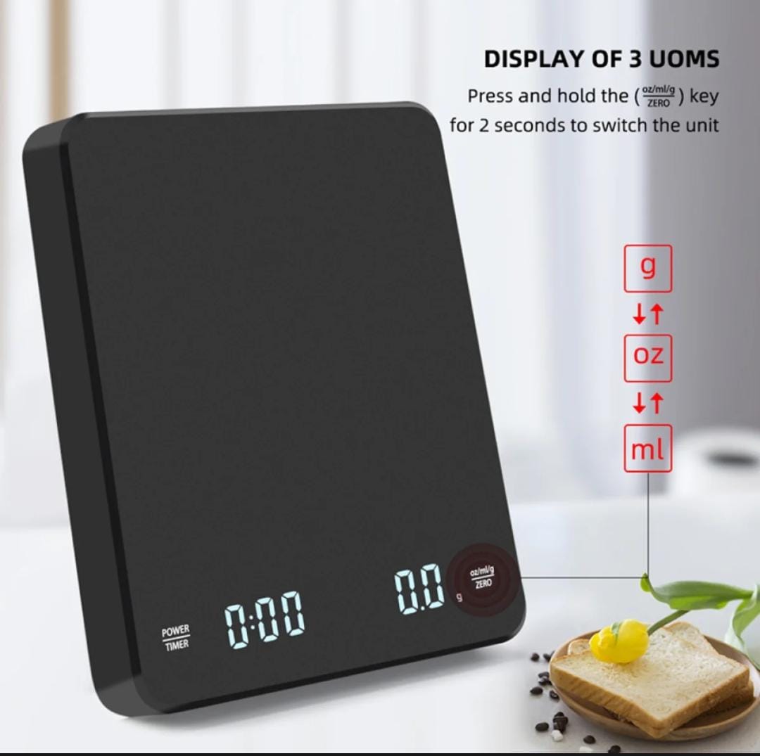 High Precision Espresso Coffee Kitchen Scale 0.1 Gram to 3 Kg